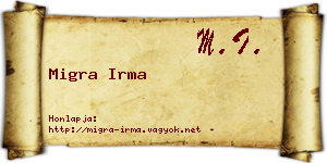 Migra Irma névjegykártya